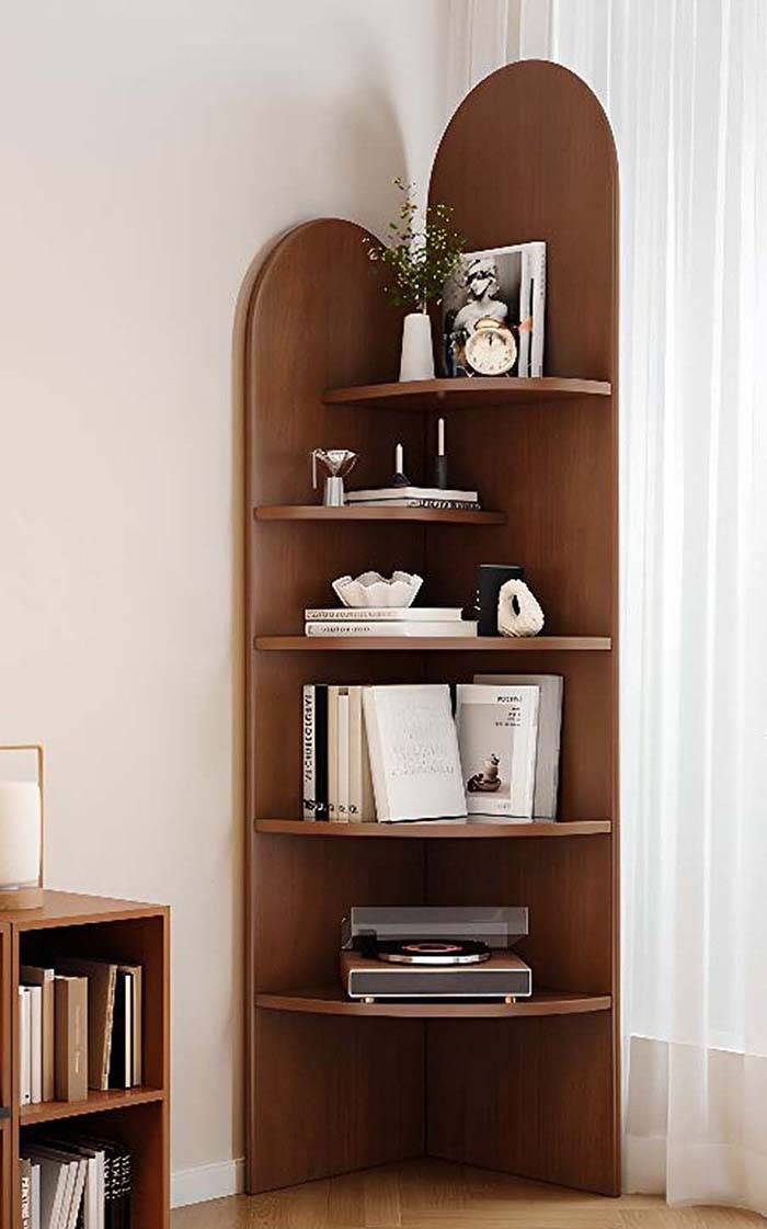 Mẫu kệ góc tường gỗ công nghiệp đẹp